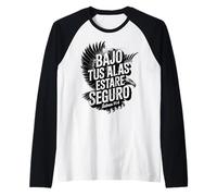 Bajo Tus Alas Estaré Seguro - Salmos 91:4 Español Cristiano Camiseta Manga Raglan
