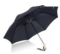 BaJooruly Cute Duck Head Umbrella Auto Open, Wood Handle Compact Windproof Travel Umbrella(Black)