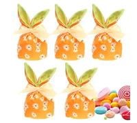 BAJOS DE PASO DE PASTERA, BAJO GOODIE EASQUA - Bunny Ears Candy Treat Bolsas | 5 teclas de regalo reutilizables con, decoraciones de Pascua para paquetes de embalaje