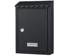 Bakaji 2832139 - Buzón de pared de acero, cierre con llave, color negro