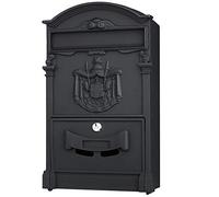 Bakaji 2832142 Buzón de pared de aluminio fundido, buzón para correo de exterior con llave, diseño vintage, color negro