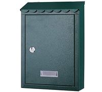 Bakaji 2832147 Buzón de pared de acero inoxidable, buzón para correo de exterior con cierre de llave, verde