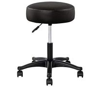 BAKAJI AKAJI Taburete de Esteticista con Asiento de Piel sintética Extra Acolchada, Silla giratoria de altitud Ajustable con 5 Ruedas, para casa, Oficina, Estudio, médico, masajes, Fisioterapia