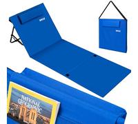 BAKAJI Alfombrilla para Tumbona de Playa, Plegable, Impermeable, Ajustable, 5 Posiciones, Cierre Acolchado, Bolsa de Transporte, Soporte para Respaldo, Resistente a la Arena