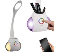 Bakaji - Altavoz con altavoz Bluetooth de mesa, luz LED regulable, encendido táctil con luz de ambiente RGB con cambio de color y soporte para bolígrafos, cuello ajustable