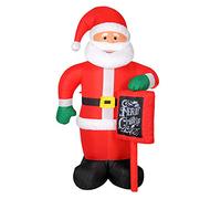 BAKAJI Altura Papá Noel Inflable con señal autoinflable Grande con iluminación LED y Kit de fijación para Exteriores, 175 cm, Rojo, Unica
