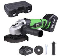 Bakaji Amoladora angular 18 V 3000 mAh batería carga rápida 1 hora 8000 rpm mandril M14 para discos de 115 mm con maletín mango antivibración y disco, diseño compacto y ligero