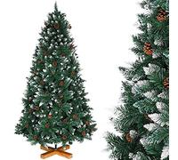 Bakaji - Árbol de Navidad artificial de PVC con auténticas piñas de abeto, efecto nevado y base en forma de cruz, modelo King Premium, 180 cm, 800 ramas, ignífugo