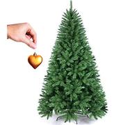 BAKAJI - Árbol de Navidad de Pino con corazón de Oro de 180 cm, ecológico e ignífugo, con Base en Cruz de Hierro Plegable, Muy frondoso, 600 Ramas, con Ganchillo, Color Verde (180 cm)