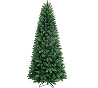 BAKAJI Árbol de Navidad Delgado Muy Grueso Nueva versión de Pino de los sueños ecológico e ignífugo con Base en Cruz de Hierro Plegable, Apertura de Estrella Verde (120 cm)