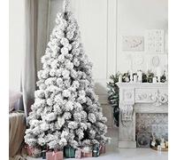 BAKAJI Árbol de Navidad Des Alpes Pino Verde nevado, supergrueso Completo, Base de Hierro Cruzado, Ramas con Nieve, Apertura de Montaje Simple y Espeso, decoración navideña (180 cm)