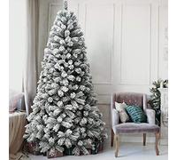 BAKAJI Árbol de Navidad Royal Super denso Pino Verde nevado Base Cruz de Hierro Plegable Ramas con Nieve fácil Montaje Apertura Paraguas (210 cm)