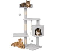 Bakaji Árbol Rascador Sisal para Gatos con Nidos y Plataformas Bolas de Juego Dimensiones 112 x 67 x 55 cm Color Hielo Gris Claro