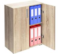 BAKAJI Armario Armario con Doble Puerta y 2 estantes Interiores Armario Armario Multiusos Oficina Almacenamiento Documentos de Madera MDF tamaño 77 x 31 x 60 cm (Roble)