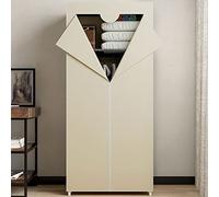 BAKAJI Armario con Estructura Tubular de Metal, Mueble de Ahorro de Espacio con Revestimiento de Tela TNT, Cremallera de Cierre y Barra para Colgar Ropa de Camping, tamaño 70 x 46 x 160 cm (Beige)