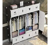 BAKAJI Armario Cubos 4 Puertas Perchero Mueble Modular, Acero Resina, Color Blanco, 20 Cubi