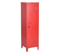 Bakaji - Armario de metal con puerta con cierre de llave, 3 compartimentos interiores, 138 x 38,5 x 38,5 cm (rojo)