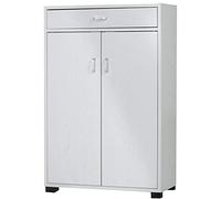 BAKAJI Armario Zapatero para Entrada de la casa con 5 estantes Porta Zapatos + cajón Cierre 2 Puertas Estructura de Madera Armario Auxiliar Multiusos 95 x 63 x 33 cm (Blanco)