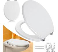 Bakaji Asiento de inodoro universal para baño, de madera pesada MDF con bisagras antioxidantes de aleación de zinc, diseño moderno, tamaño 45 x 36 cm (blanco)