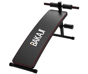 BAKAJI Banco de herramientas de entrenamiento abdominales con arco y estructura plegable de acero altura ajustable, revestimiento acolchado de piel sintética rodillos, ejercicios gimnasio