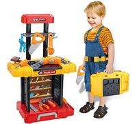 BAKAJI- Banco de Herramientas de Bricolaje de Juguete para niños Convertible en maletín portátil (8054143023053)