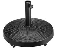 BAKAJI Base para sombrilla de jardín con 4 ruedas y frenos, resina de acero de forma redonda, soporte para sombrillas 38/48 mm de jardín, peso 25 kg, ideal para exteriores, playa, bares, restaurantes