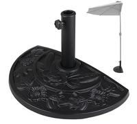BAKAJI Base para sombrilla de jardín con forma de media luna, soporte para poste de sombrilla de 38/48 mm, sistema estable antivuelco, ideal para patio, balcón, exterior, diámetro 50 x 32 x 32 cm,