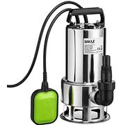 Bakaji Bomba de inmersión electro sumergible para acuarios sucios, potencia 1000W, alcance 15500l/h, profundidad máxima 7 metros, fondo plano, cable de 10 metros