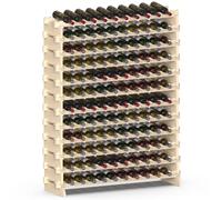 BAKAJI Botellero de Madera con 120 Compartimentos para Botellas de Vino, champán, botellero de Suelo, Bodega rincón Bar para salón, Cocina, bistró, Restaurante, 110 x 35 x 140 cm