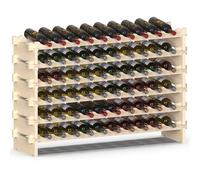 BAKAJI Botellero de Madera con 60 Compartimentos para Botellas de Vino, champán, botellero de Suelo, Bodega esquinero de Bar para salón, Cocina, bistró, Restaurante, 110 x 30 x 80,5 cm