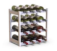 BAKAJI Botellero de Madera de bambú con 16 Compartimentos para Vino, champán, botellero de Suelo, Bodega para rinconera, Bar, salón, Cocina, bistró, Restaurante, 43,5 x 25 x 43 cm (Blanco)