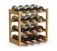 BAKAJI Botellero de Madera de bambú con 16 Compartimentos para Vino, champán, botellero de Suelo, Bodega para rinconera, Bar, salón, Cocina, bistró, Restaurante, 43,5 x 25 x 43 cm (Natural)
