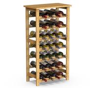 BAKAJI Botellero de Madera de bambú con 28 Compartimentos para Vino, champán, botellero de Suelo, Bodega para rinconera, Bar, salón, Cocina, bistró, Restaurante, 47 x 29 x 93,5 cm (Natural)