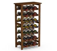 BAKAJI Botellero de Madera de bambú con 28 Compartimentos para Vino, champán, botellero de Suelo, Bodega para rinconera, Bar, salón, Cocina, bistró, Restaurante, 47 x 29 x 93,5 cm (Nogal)