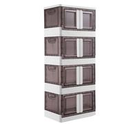 BAKAJI Cajas de almacenamiento con tapa, doble sistema de apertura, contenedores plegables para ahorrar espacio con ruedas, zapatero apilable, armario para ropa, juguetes, libros, 4 x 45 litros (juego