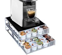 Bakaji - Cajón Organizador Portacápsulas de café - Organizador para cápsulas Nespresso, Nescafè, Lavazza - Perfecto para cápsulas y monodosis, Fabricado en metal, 2 Cajones extraíbles 37 x 28 x 15 cm