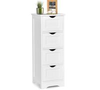 BAKAJI Cajonera Armario de Apoyo, 4 cajones extraíbles, de Madera MDF Blanca, línea Shabby para Ahorrar Espacio de baño, habitación (30 x 30 x 82 cm)