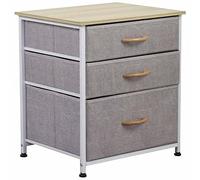 BAKAJI Cajonera móvil Armario Armario 3 estantes Tela Multicolor Bicolor Robusto Resistente Multiusos decoración Oficina Ahorro de Espacio Dimensiones 50 x 50 x 40 cm (Gris Claro)