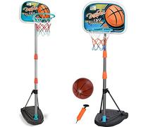 BAKAJI Canasta de Baloncesto de pie de Juguete para niños con Altura Ajustable hasta 158 cm y Base rellenable, Juego Deportivo de Exterior, jardín e Interior, balón e inflador Incluido