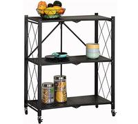 BAKAJI Carrito de almacenamiento multiusos para almacenamiento de espacios estrechos, delgado, cómodo, delgado, ahorra espacio, cocina, baño, oficina, decoración, 3 estantes negro, 70 x 34 x 87 cm