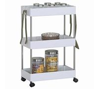 BAKAJI Carrito Multiusos móvil Espacios Estrechos Delgado y cómodo Ahorro de Espacio Cocina baño Oficina Muebles Almacenamiento diseño Interior 3 estantes Blanco (40 x 23 x 60 cm)