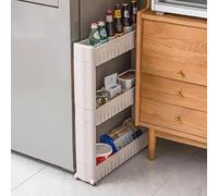 Bakaji Carro Carrito Slim Estrecho Multiusos Por Ahorro De Espacio Con 4 Ruedas y 3 Cestos Niveles De Almacenamiento Para Cocina Baño Armario Garage
