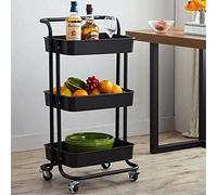 BAKAJI Carro de Cocina de Metal con 3 estantes de 43 x 36 x 85 Pulgadas, 4 Ruedas, Ahorro de Espacio, plástico, estándar