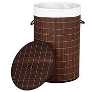 bakaji cesta ropa sucia para la Ropa sucia casa de madera de Bambú y Tejido Contenedor Plegable Para ahorrar Espacio con tapa y Asas capacidad L tamaño 38 x 60 cm