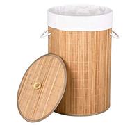 bakaji cesta ropa sucia para la Ropa sucia casa de madera de Bambú y Tejido Contenedor Plegable Para ahorrar Espacio con tapa y Asas capacidad L tamaño 38 x 60 cm