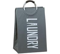 BAKAJI - Cesto para la Ropa Sucia de Tela, contenedor Plegable con Asas de Metal, Gris, 38 x 28 x 68 cm, único
