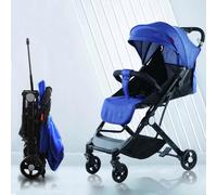 BAKAJI Cochecito Easy Ultra ligero con cierre fácil. Carga máxima de 15 kg. Respaldo reclinable con cinturón de seguridad de 5 puntos, plegable con una mano, ahorra espacio (azul)