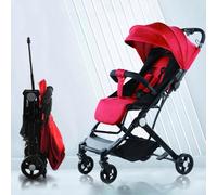 BAKAJI Cochecito Easy Ultra ligero con cierre fácil. Carga máxima de 15 kg. Respaldo reclinable con cinturón de seguridad de 5 puntos, plegable con una mano, ahorra espacio (rojo)