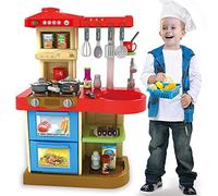 BAKAJI Cocina de Juguete para niños con hornillo Que Funciona con Luces y Sonidos, lavavajillas Que se abren con Fregadero y 30 Accesorios My Little Chef Juego incluidos Dimensiones 52x26x72cm