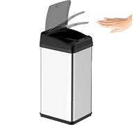 Bakaji Cubo de basura con apertura automática y sensor infrarrojo a batería, capacidad de 48 litros, cubo de cepillado, cocina, de acero inoxidable, diseño moderno, para casa, oficina